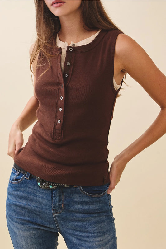 Ribbed Henley Tank