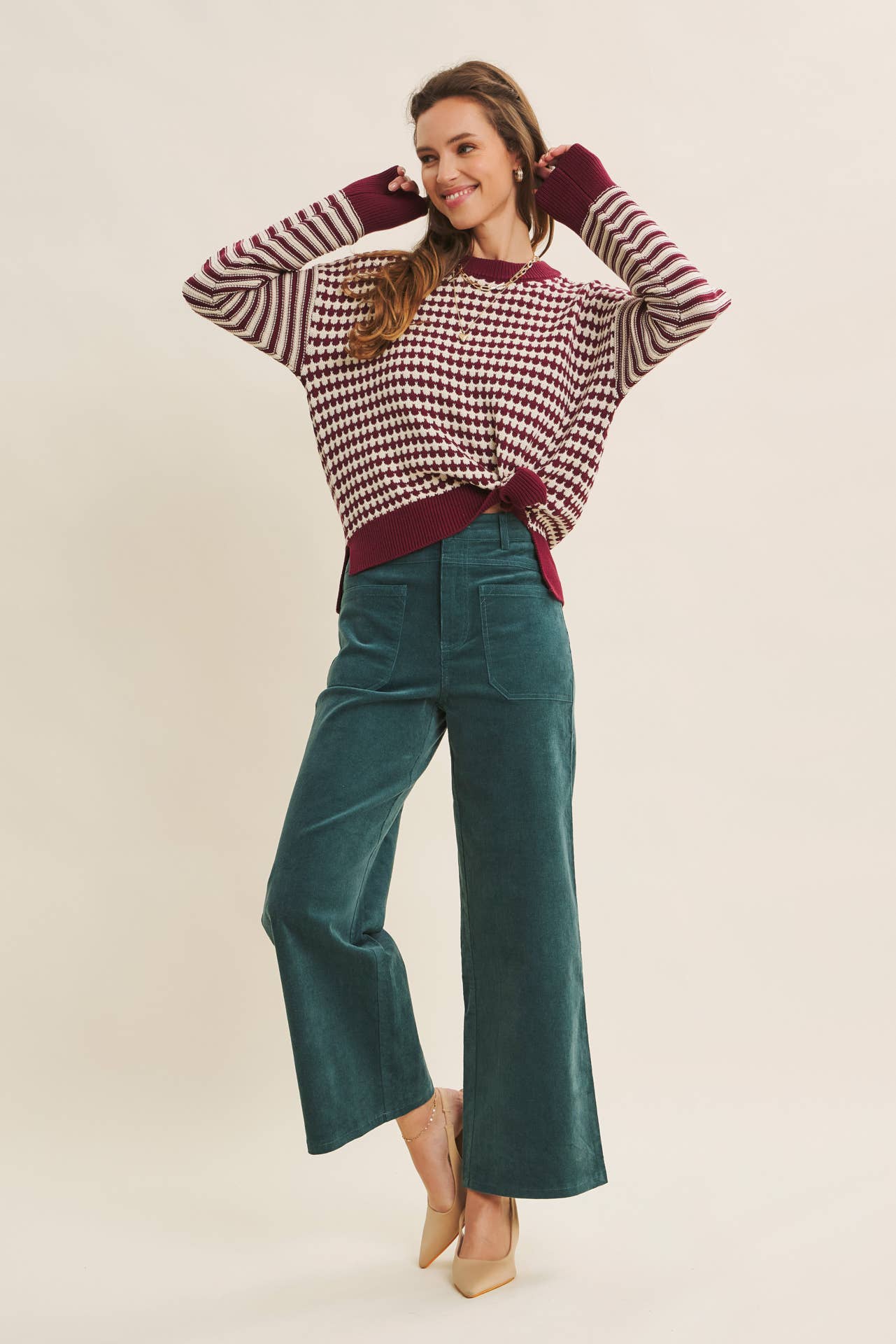 Navy Mixed Knit Stripe Pullover