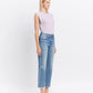 High Rise Frayed Hem Straight Jeans