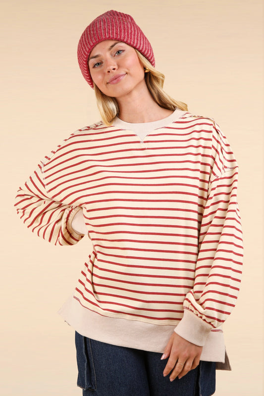 Oversized Striped Crewneck