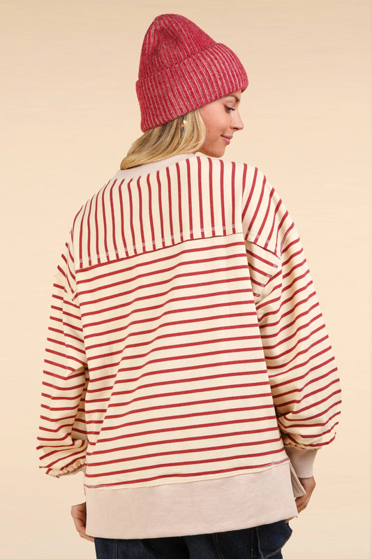 Oversized Striped Crewneck