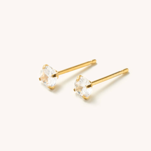 Crystal Gem Micro Stud Earrings I Silver