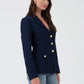 Gold Hardware Button Cuff Blazer