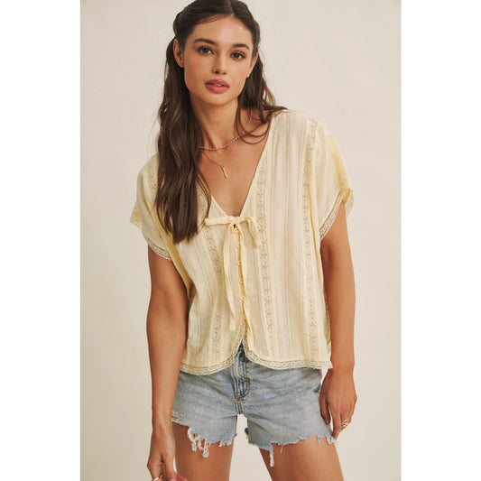 Buttercream Lace Tie Top