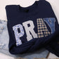 Navy Patchwork Pray Crewneck