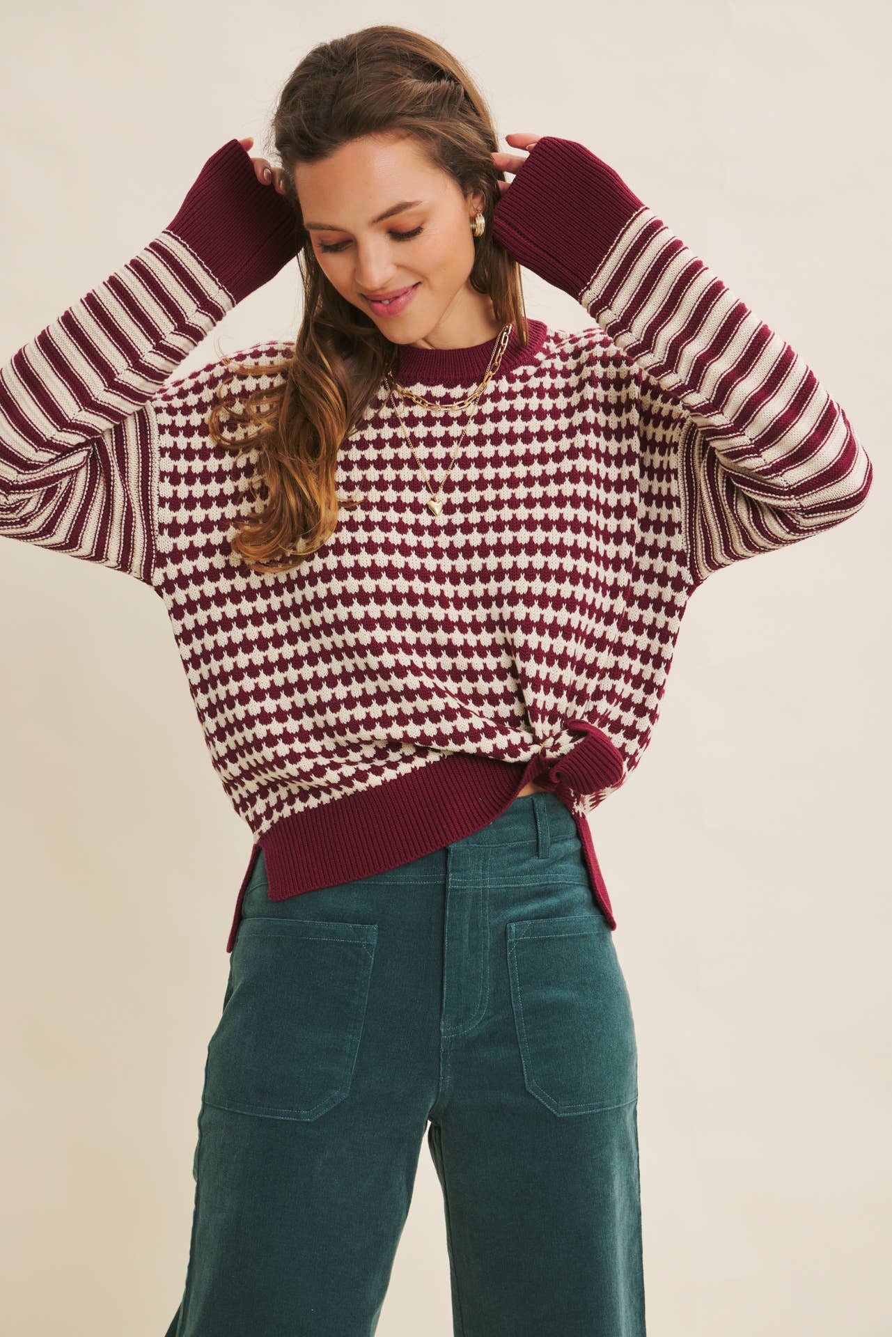 Navy Mixed Knit Stripe Pullover