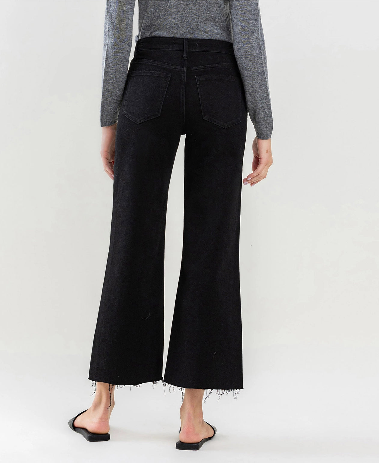 HR Raw Hem Crop Wide Leg Jeans