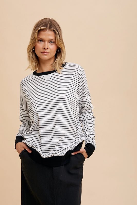 Striped Oversized Crewneck Pullover