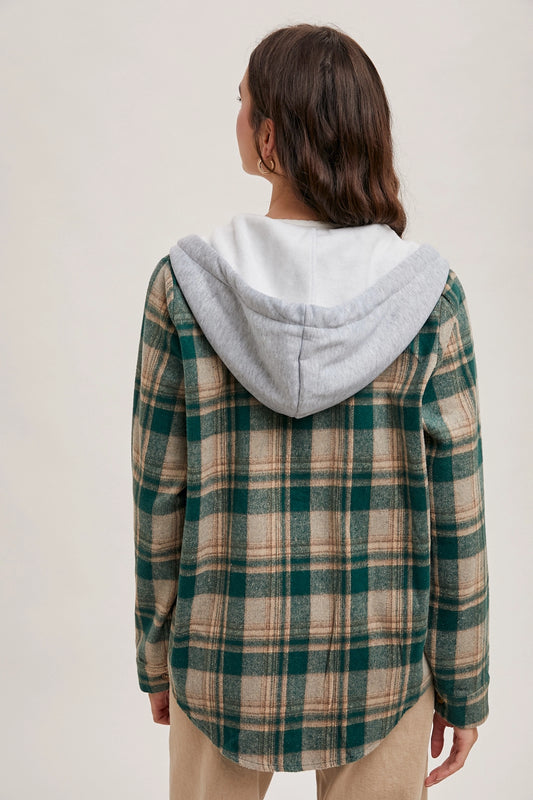 Hooded Flannel Shirt Jacket