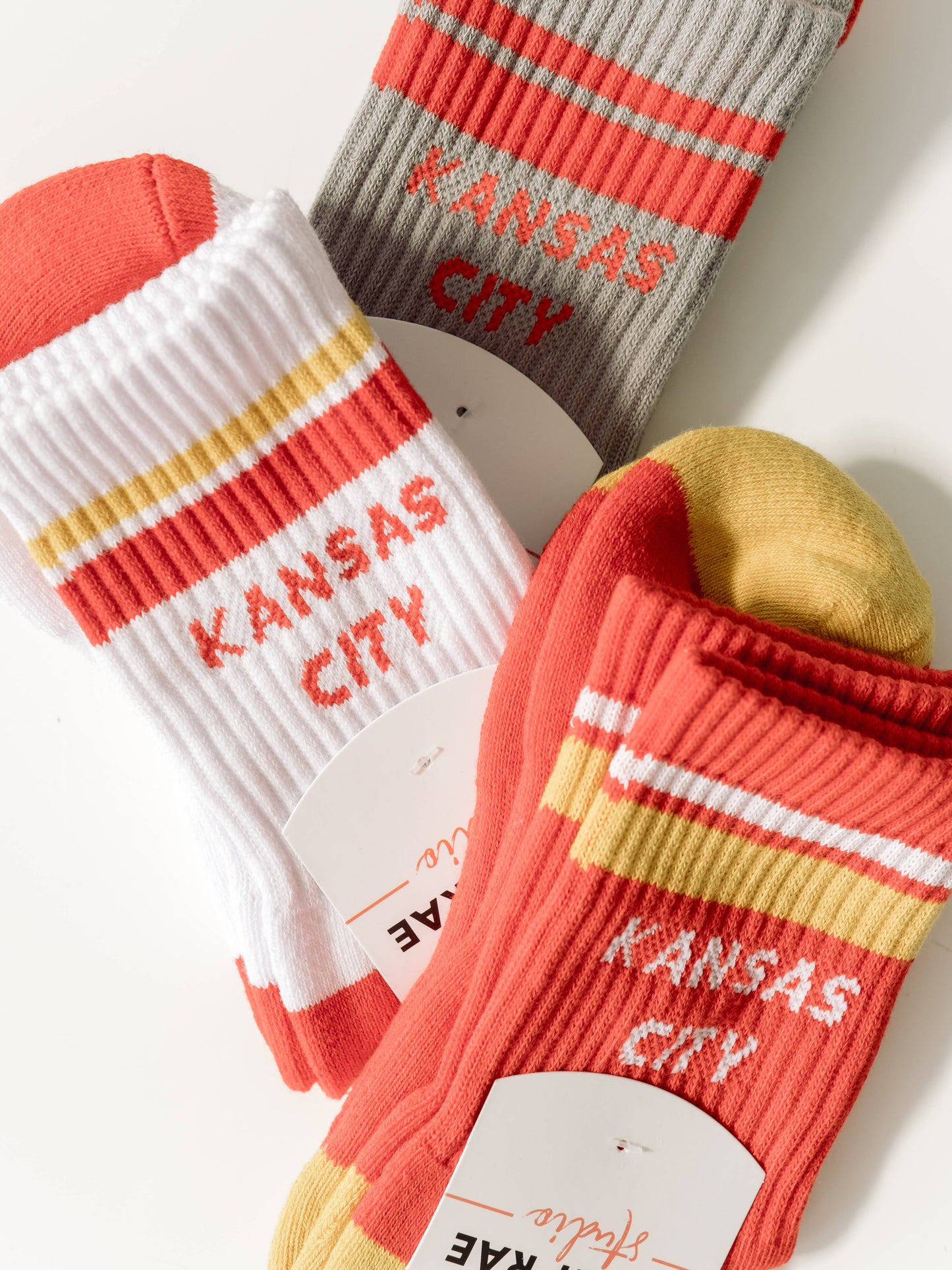 KC White Crew Socks