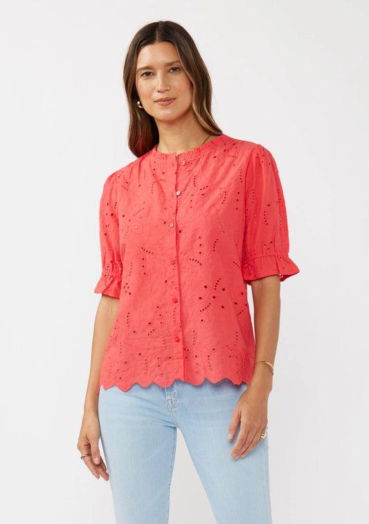 Embroidered Eyelet Blouse