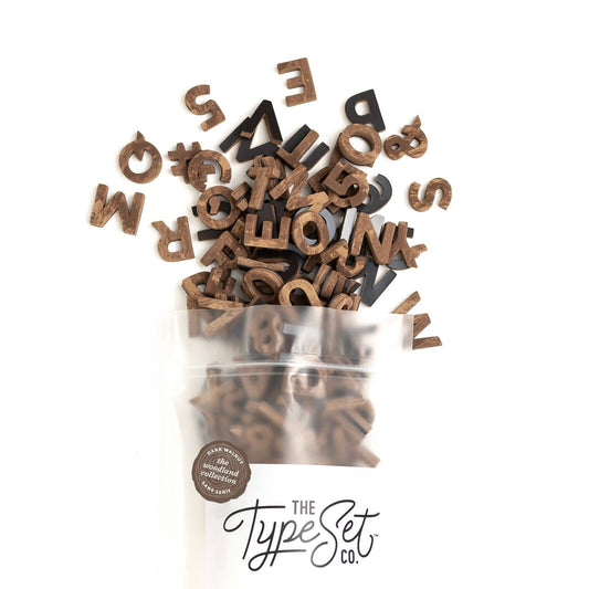 1" 200pc Faux Wood Dark Walnut Magnetic Letters