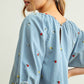 Embroidered Denim Romper