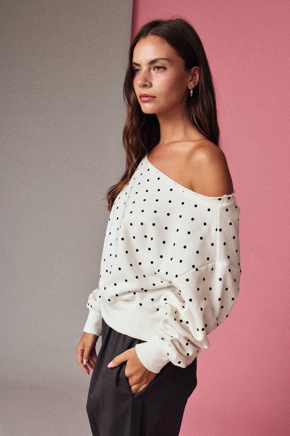 Soft Slouch Polka Dot Sweatshirt