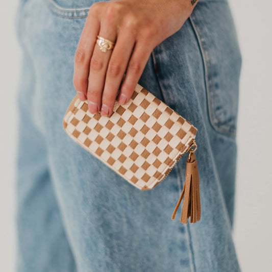 Brown Check Woven Wallet