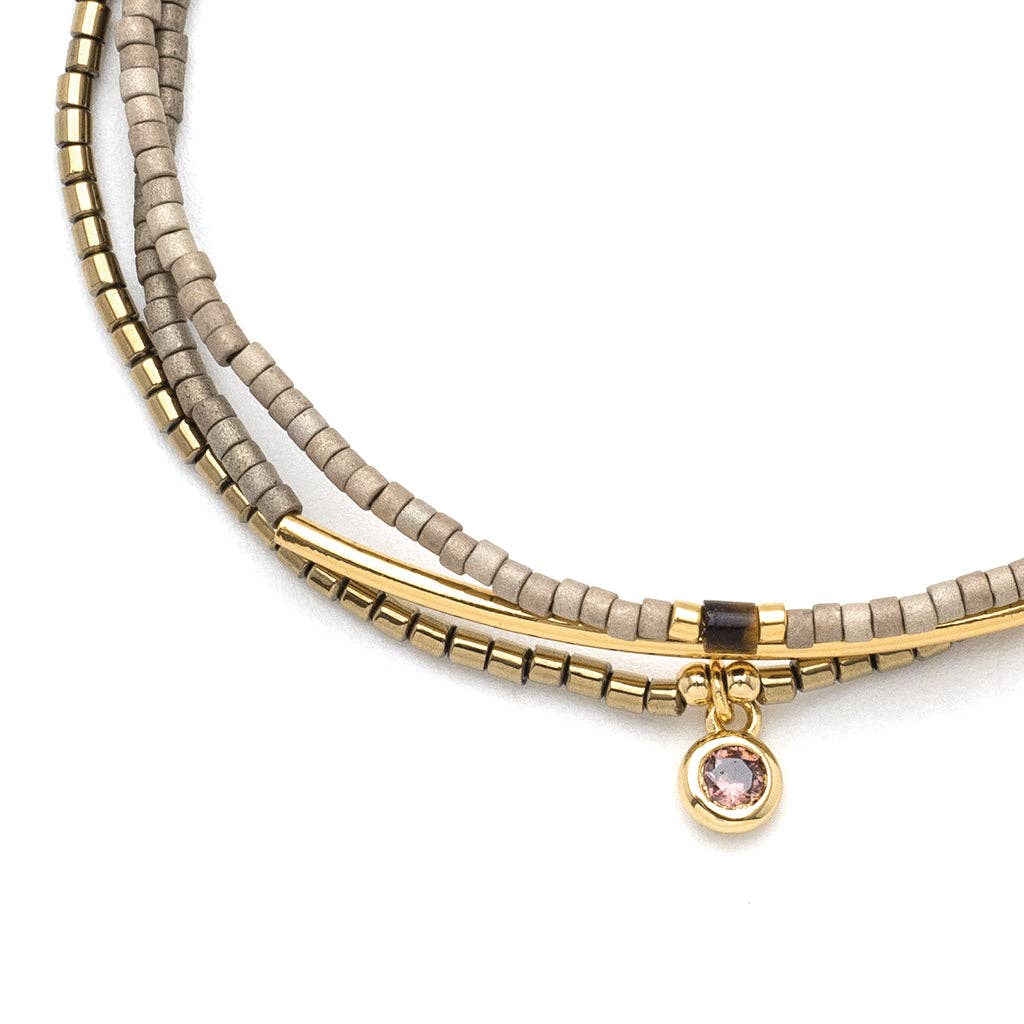 Simply Chic Bracelet Trio I Pewter & Gold