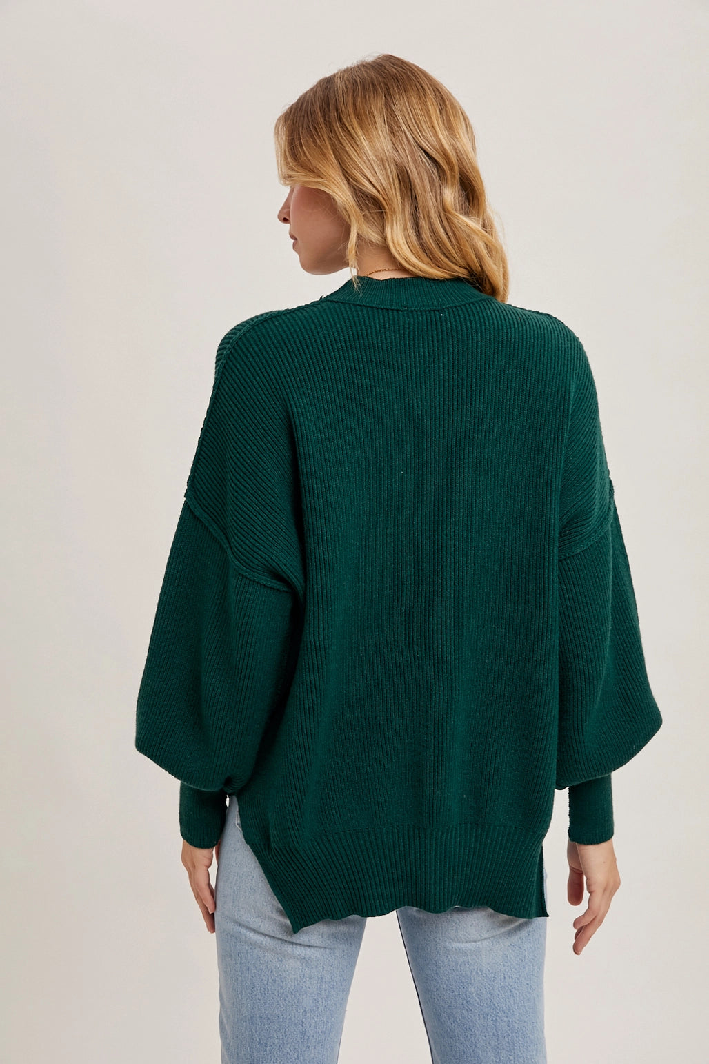 Ribbed Mock Neck Pullover