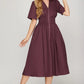 Smocked Zip Front Midi Dress