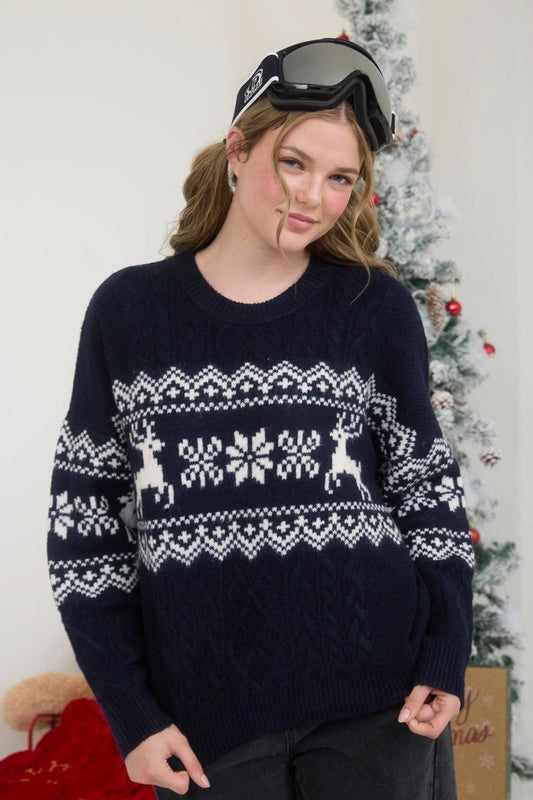 Reindeer Fair Isle Crewneck