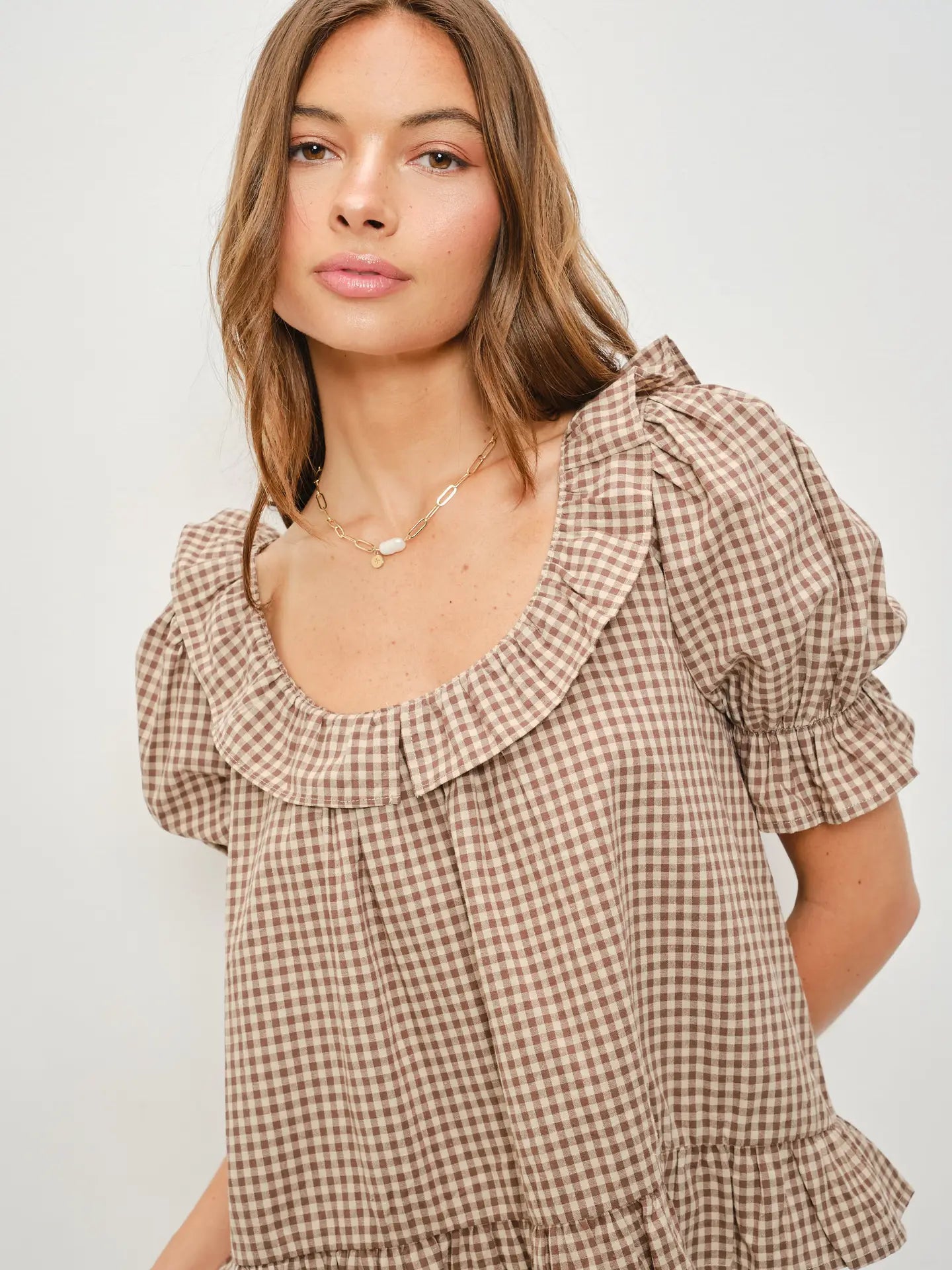 Kora Frill Gingham Top