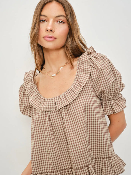 Kora Frill Gingham Top