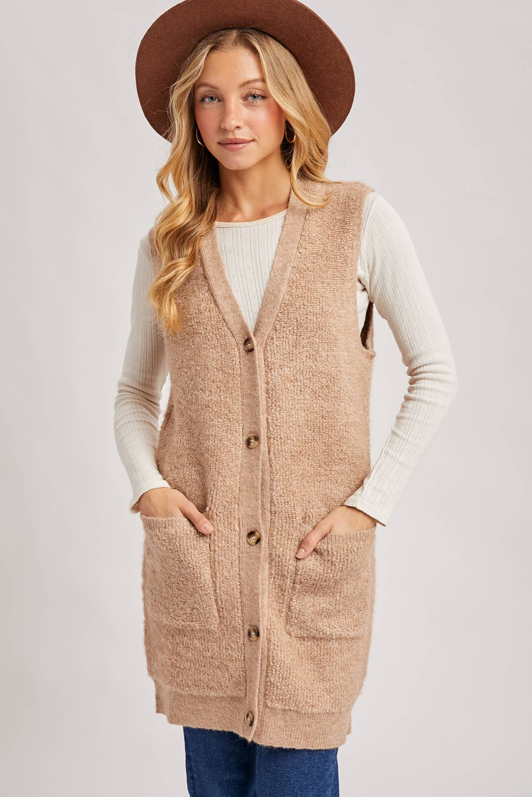 Teddy Knit Longline Vest