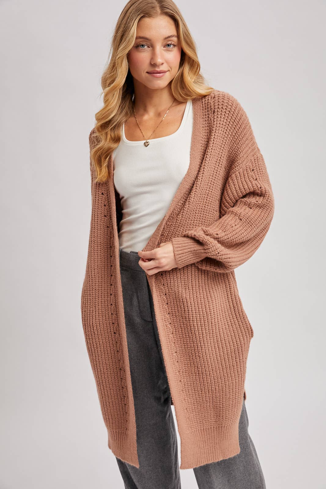 Longline Sweater Knit Cardigan – Hot Pink