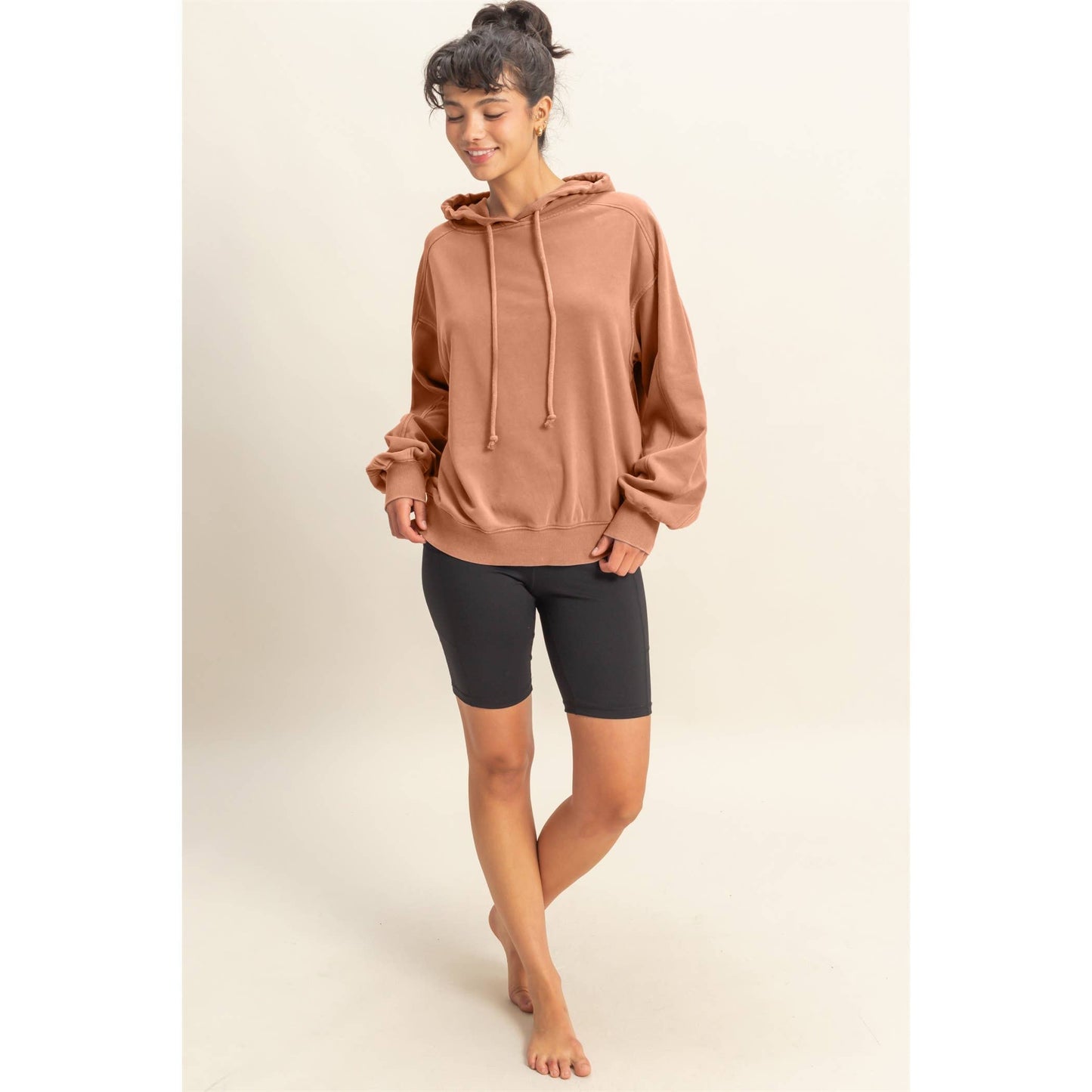 Mineral Wash Seam Hoodie I Taupe