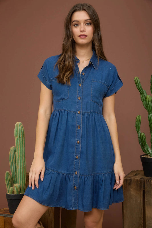 Dark Chambray Shirt Dress