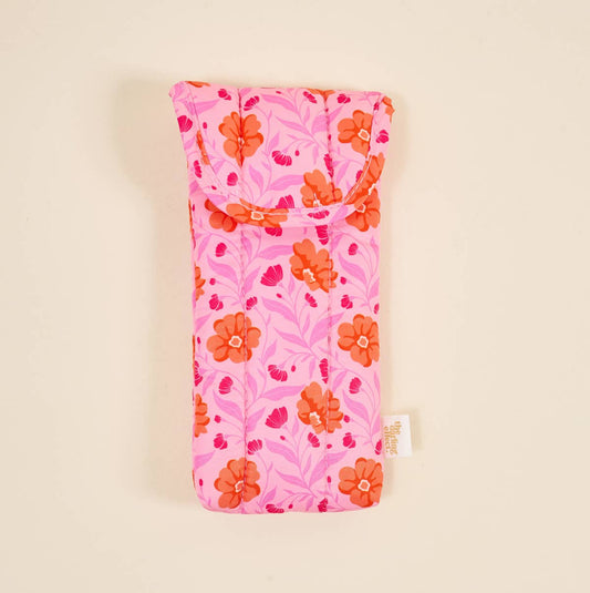 Puffy Sunglasses Case I Poppin' Petals Hot Pink