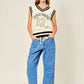 Polka Dot Denim Barrel Jeans