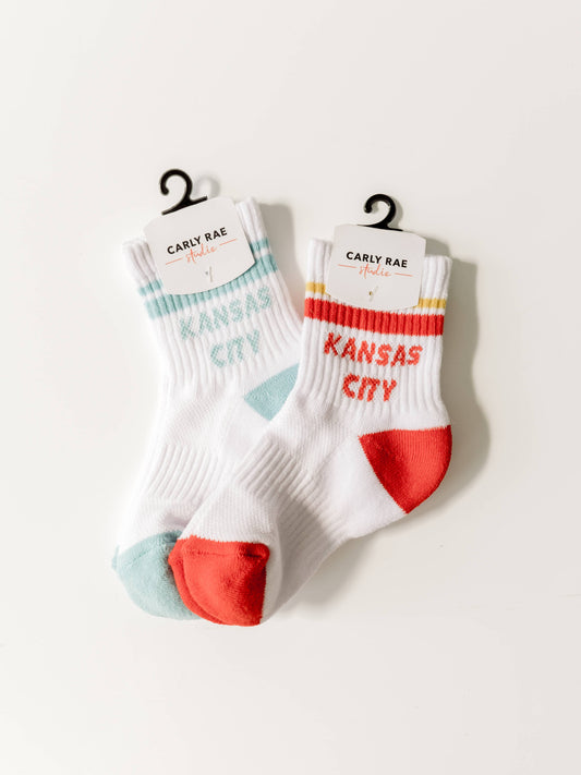 Youth KC White Crew Socks