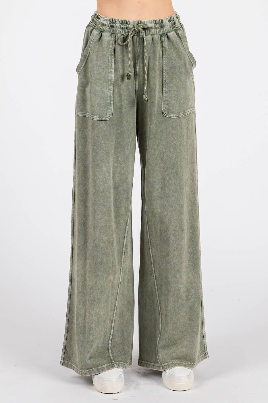 French Terry Wide Leg Pants I Blue