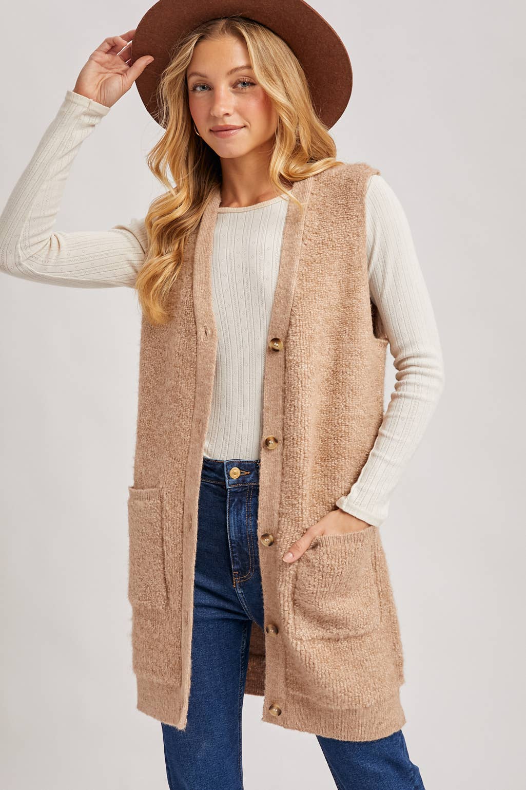Teddy Knit Longline Vest