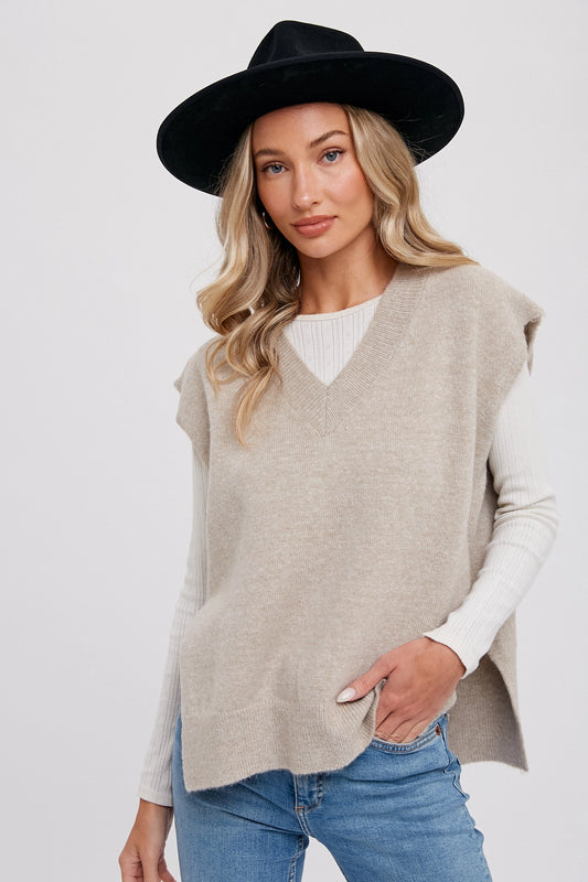 Oatmeal Oversized Knit Vest