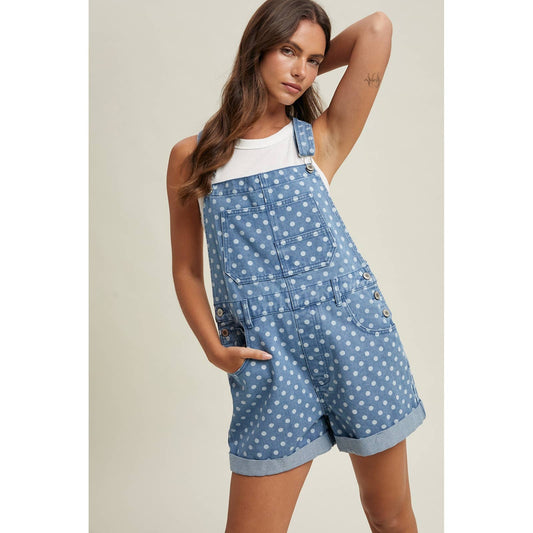Polka Dot Denim Overalls