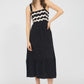 Wavy Scallop Sleeveless Midi Dress