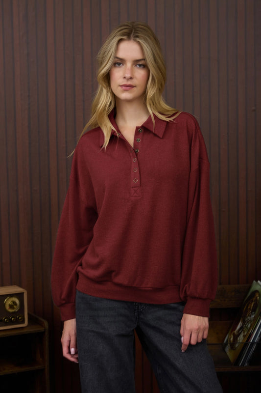 Red Collared Crewneck
