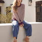 Navy Mixed Knit Stripe Pullover