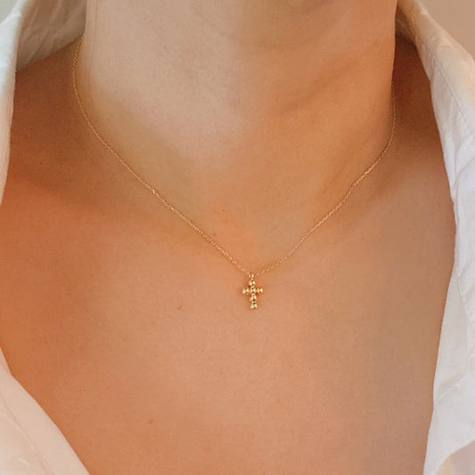 Mini Dot Cross Necklace