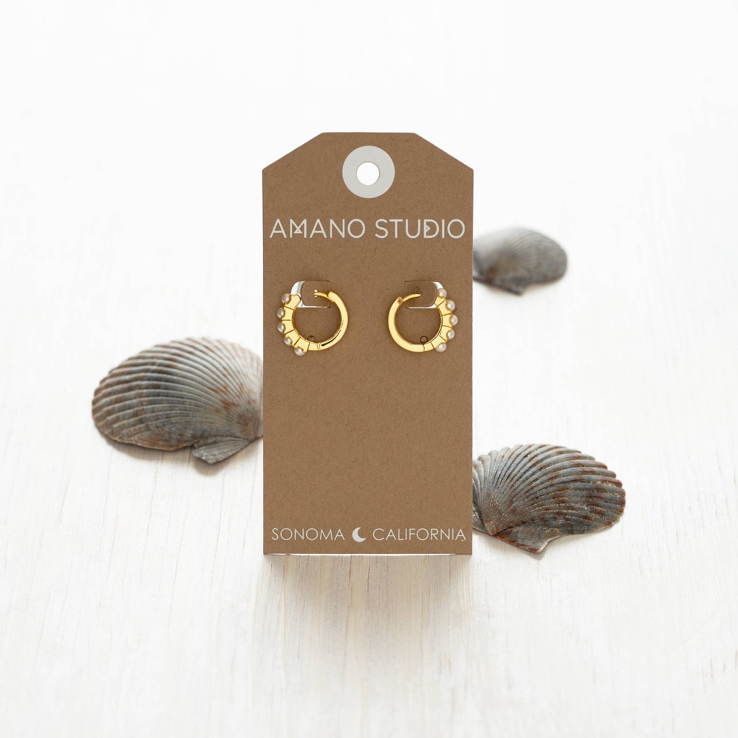 Pearl Huggie Hoops