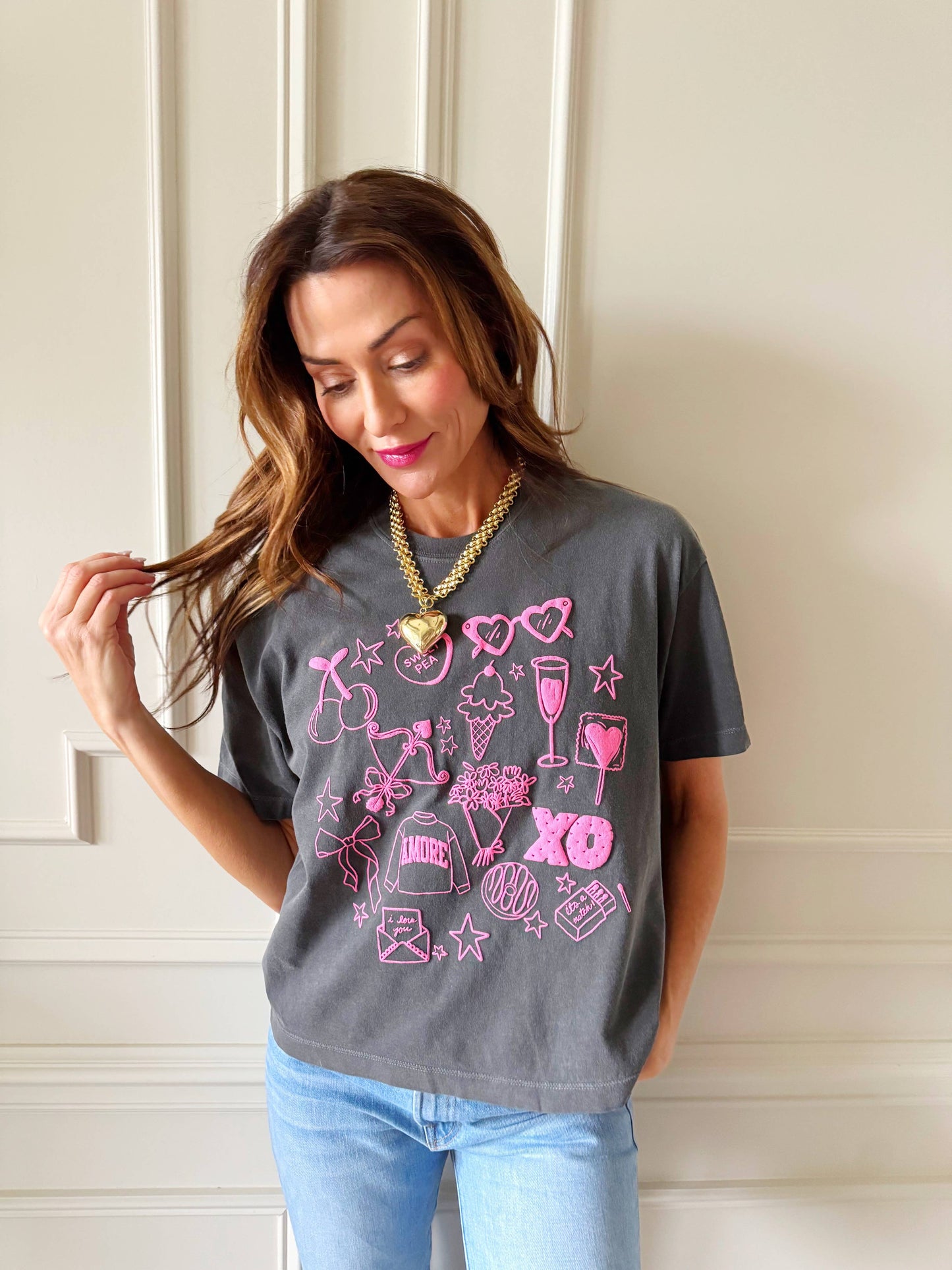 Valentine Collage Crop Tee