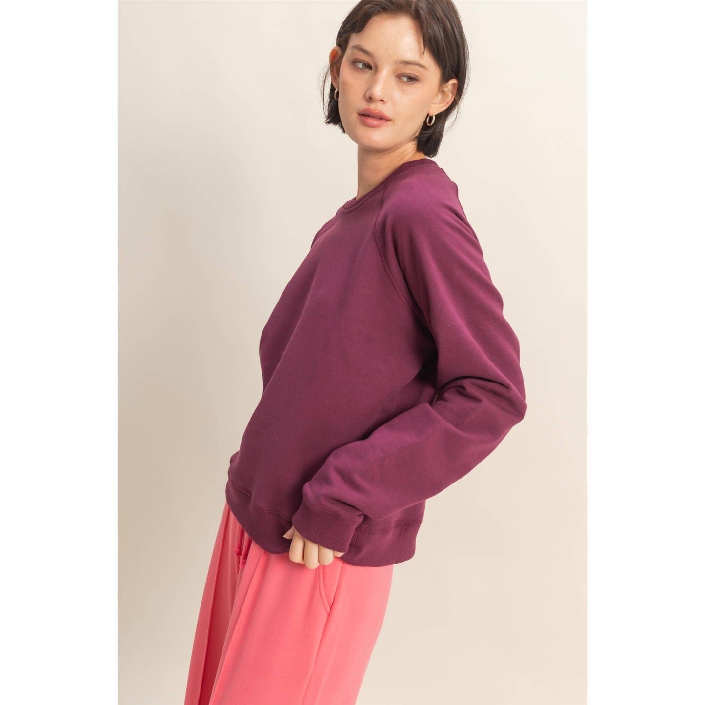 Soft + Slouchy Raglan Pullover I Black