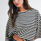 Oversized Stripe Boyfriend Tee I Gray