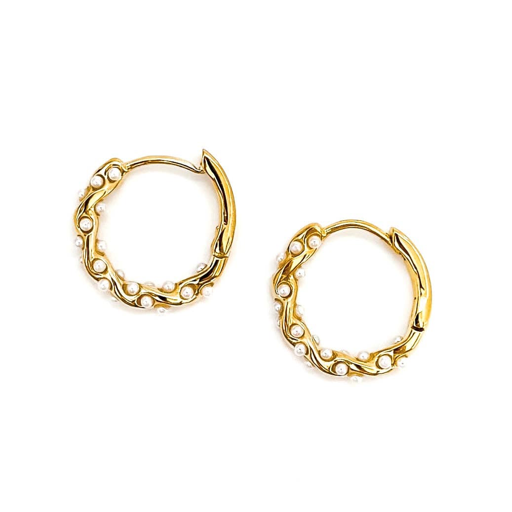 Ellie Pearl Hoops || Gold