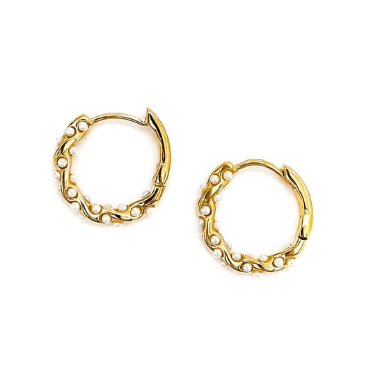 Ellie Pearl Hoops || Gold