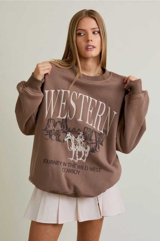 Western Cowboy Oversized Crewneck