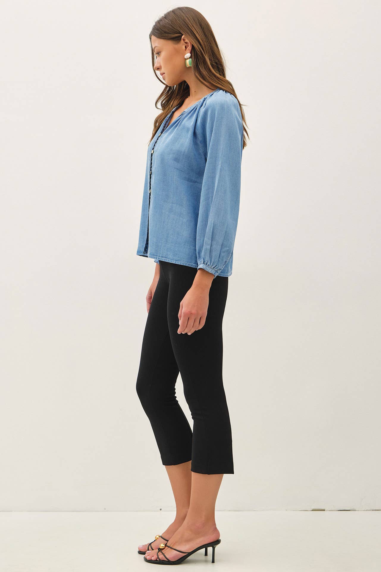 Stitched Denim Blouse