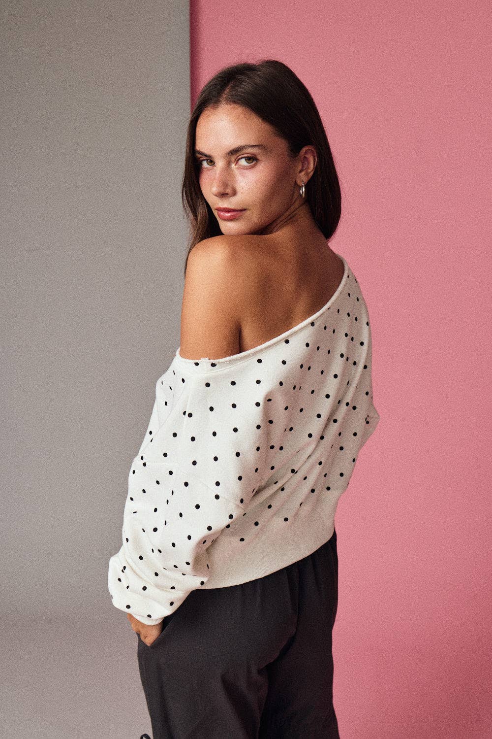 Soft Slouch Polka Dot Sweatshirt
