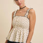 Bow Printed Smocked Top